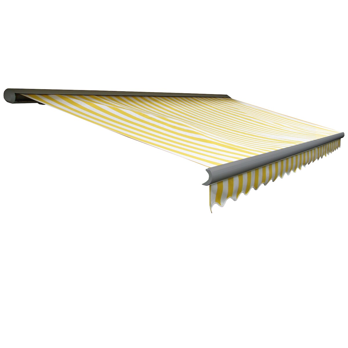 Mendler Elektrische Kassetten-Markise T122, Vollkassette Volant 4x3m ~ Polyester Gelb/Weiß, grau Image