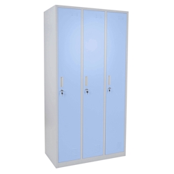 Mendler Schließfach Boston T829, Spind Wertfachschrank Schließfachschrank, Metall 3 Fächer ~ blau Image