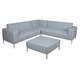 Mendler Alu-Garten-Garnitur HWC-C47, Sofa, Outdoor Stoff/Textil ~ blau ohne Ablage, ohne Kissen