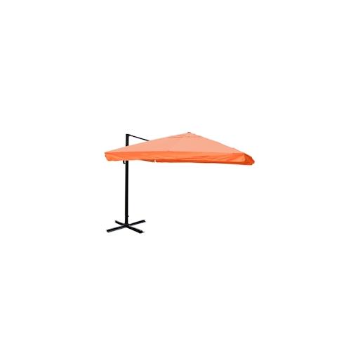 Gastronomie-Ampelschirm HWC-A96, 3,5×3,5m (Ø4,95m) Polyester/Alu 25kg ~ Flap, terracotta ohne Ständer, drehbar