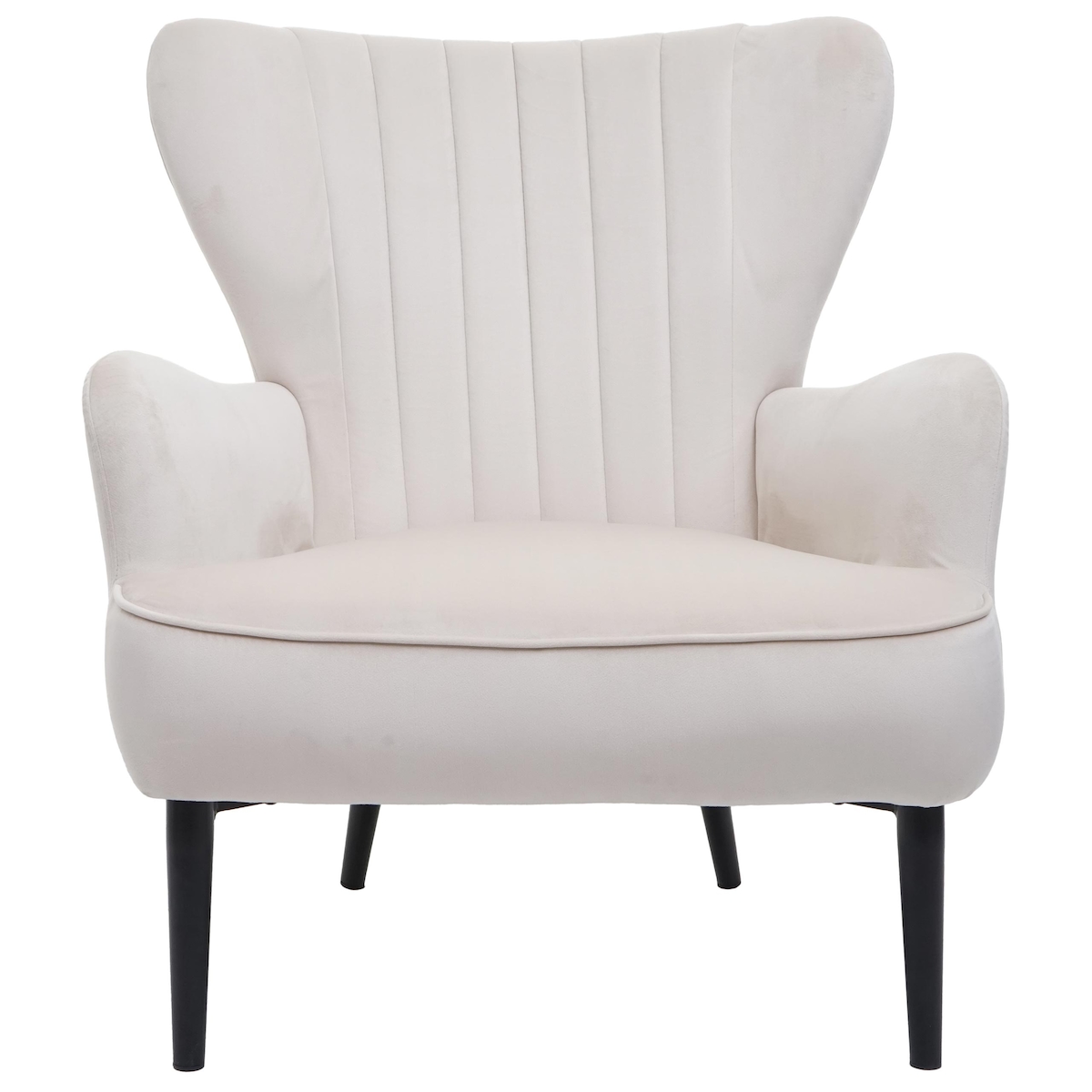 Mendler Lounge-Sessel HWC-K37, Cocktailsessel Polstersessel Sessel, Samt (280g/m²) ~ creme-beige Image