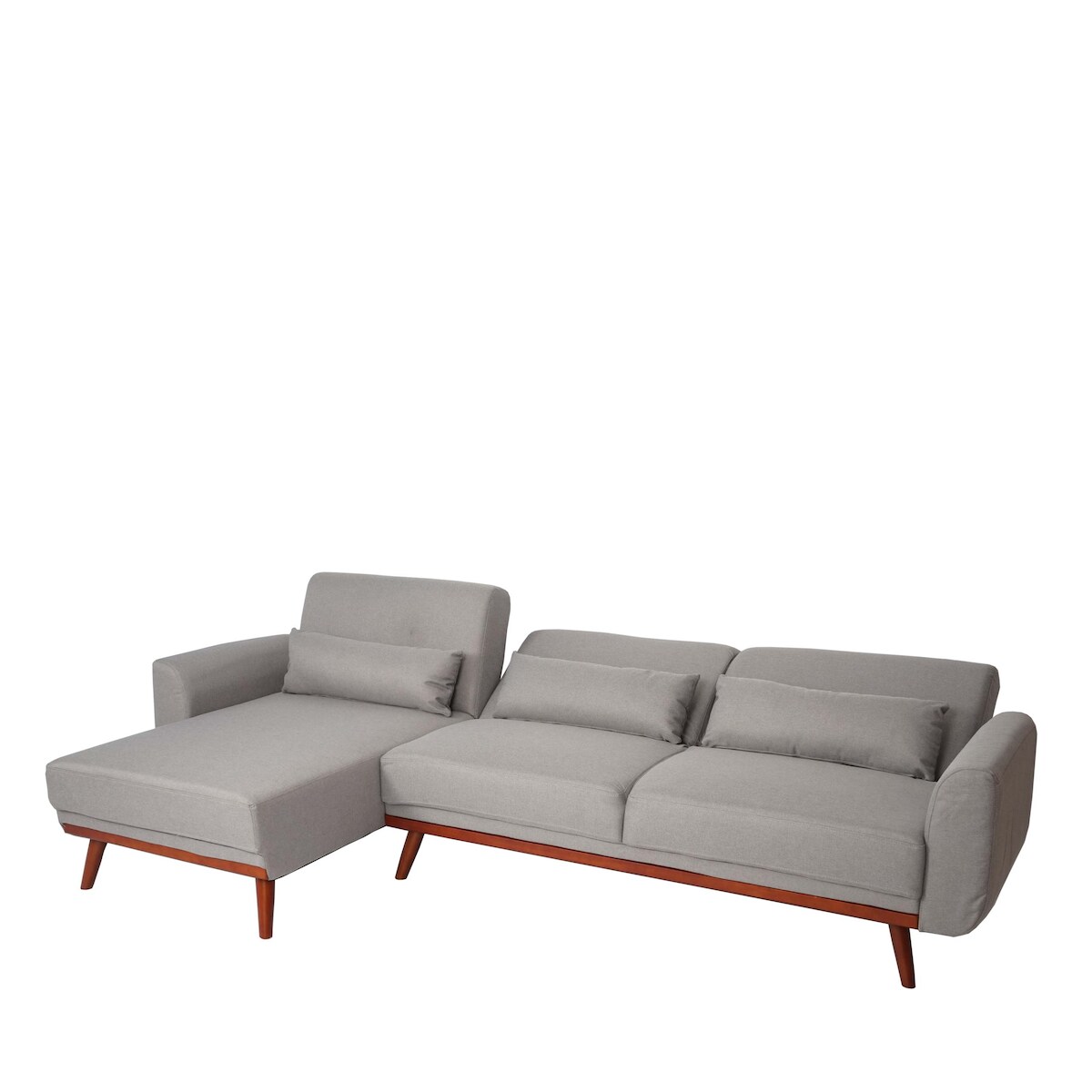 Mendler Sofa HWC-J20, Couch Ecksofa, L-Form 3-Sitzer Liegefläche Schlaffunktion Stoff/Textil 280cm ~ grau Image
