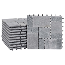 Mendler Steinfliese HWC-K70, Bodenfliese Steckfliese Balkon/Terrasse Naturstein, 11x je 30x30cm = 1m² ~ dunkelgrau Image
