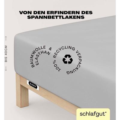 Spannbettlaken SCHLAFGUT "EASY Jersey Elasthan Boxspring", grau (grau light), B:140-160cm L:200-220cm, Jersey, Obermaterial: 95% Baumwolle, 5% Elasthan, Laken, MADE IN GREEN by OEKO-TEX Image