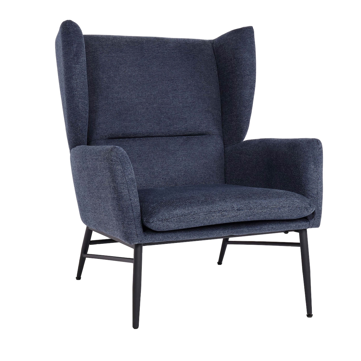 Mendler Lounge-Sessel HWC-L62, Ohrensessel Cocktailsessel Sessel Polstersessel, Stoff/Textil Metall ~ blau Image