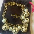 Kate Spade Jewelry | Kate Spade Enamel Floral Cloisonn Pearl Charm Necklace | Color: Gold/White | Size: 16-19” Approx