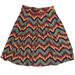 Lularoe Skirts | Lularoe Madison Orange Boho Chevron Pleated Aline Pull On Casual Skirt Euc S | Color: Green/Orange | Size: S