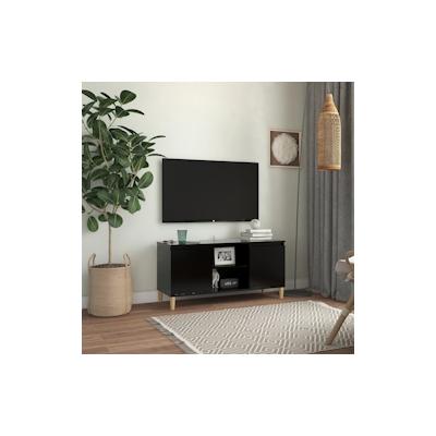 vidaXL TV-Schrank mit Massivholz-Beinen Schwarz 103,5x35x50 cm