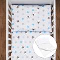 Baby Comfort 4 Piece Toddler Kids Cot Bed Set 120x90 cm Duvet Pillow Duvet Cover Pillowcase (Stars Blue)