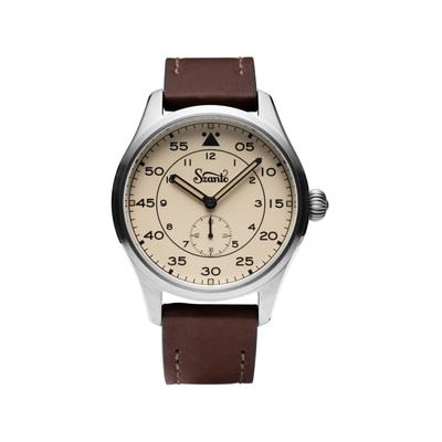 Szanto Heritage Aviator Watches Ivory Dial Brown Strap Steel One Size SZ 2752