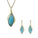 9ct Yellow Gold Turquoise Open Marquise Two Piece Set