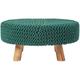 Grand Pouf tressé en tricot et pieds en bois - Vert anglais - Vert Anglais - Homescapes