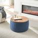25.5" Round Storage Ottoman, 2 in 1 Function,Work as End table and Ottoman