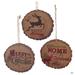 Reindeer Hearts Come Home Merry Christmas Wood Slice Plaque Ornaments Set of 3 - Multi