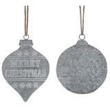 Special T Merry Christmas and Happy Holidays Ornaments Wall Decor Set of 2 Metal - Grey