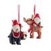 Timber Woodland Gnomes Riding Deer and Bear Christmas Holiday Ornaments Set of 2 - Multi