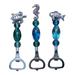 Art Glass and Metal Sealife Turtle Seahorse Fish Bottle Openers Set of 3 - Multi