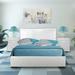 Queen Size Faux Leather Upholstered Platform Bed White