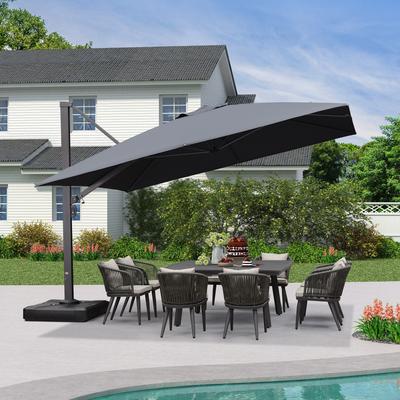 PURPLE LEAF Sturdy Heavy-duty Patio Cantilever Offset Umbrella with 360-degree Rotation