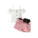 Wassery Baby Girls Clothes 9 12 18 24 Months Infant Girls Short Sleeve T-shirt with Rolled Hem Shorts and Waist Bag 2 3 4 Years Toddle Girls Shorts Set Summer Casual Outfit