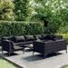 10 Piece Patio Lounge Set with Cushions Poly Rattan Dark Gray Outdoor Furniture Sets