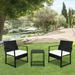 iRerts 3 Piece Patio Furniture Chair Set Outdoor Patio Bistro Set with Glass Coffee Table and Beige Cushion Wicker Porch Chairs Conversation Set for Garden Backyard Poolside Yard Black