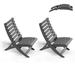 Outdoor Folding Adirondack Chair set of 2 HDPE Weather Resistant Portable Fire Pit Chairs Grey