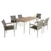 GDF Studio Erma Outdoor Aluminum 7 Piece Dining Set Silver and Gray Mesh