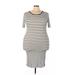 Lularoe Casual Dress - Bodycon Scoop Neck Short sleeves: Ivory Color Block Dresses - Women's Size 3X