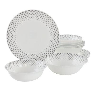 Gibson Glass Dinnerware Set - Service for 4 gray/whiteGlass in White;gray | 12 | Wayfair 950120048M