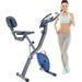 Churanty Folding Exercise Bike with Arm Workout Recumbent Exercise Bike 350lb Weight Capacity Stationary Bike with 10-Level Adjustable Resistance LCD Display Blue