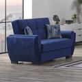 Ottomanson Legacy Air 65 in. Fabric Upholstered 2-Seater 3-in-1 Sleeper Loveseat Sofa Bed w/ Storage in Blue | 38 H x 65 W x 36 D in | Wayfair