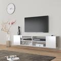 Hokku Designs Rosita Modern Floating TV Stand Up to 80" TVs Wall Mounted TV Shelf Minimalist Media Console in White | 15 H x 71 W x 12 D in | Wayfair