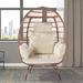 Bayou Breeze Ahren Patio Chair w/ Cushions, Rattan in Gray/White | 58.2 H x 39 W x 23 D in | Wayfair CD3E4238023041DFBB68A4A58FB7A5F9