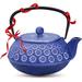 Bungalow Rose Marcalene Iron Teapot - Japanese Cast Iron Tea Kettle - Blue Tetsubin Cast Iron Tea Pot w/ Stainless Steel Infuser For Loose Tea | Wayfair