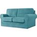 TOPCHANCES Velvet Sofa Covers Stretch Armchair Couch Slipcovers Soft Furniture Slipcover with Separate Cushion Covers and Backrest Covers (5-piece Set for 2 Cushion Sofa Blue)