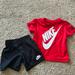 Nike Matching Sets | Nike 2 Piece Short/Shirt Outfit, Red And Black, 24 Months | Color: Red | Size: 24mb