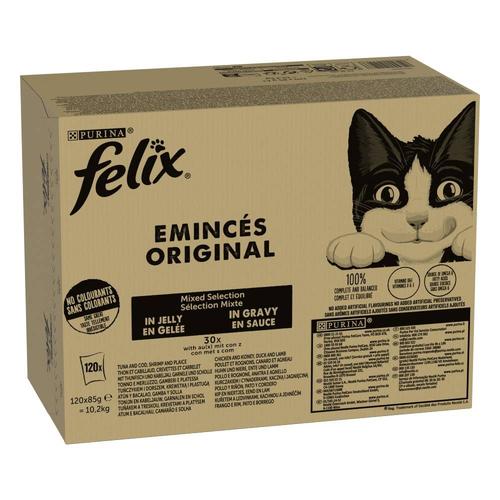 Jumbopack: 120x85g Felix Classic Pouches Fleisch- & Fisch-Mixpaket (4 Sorten) Katzenfutter nass