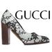 Gucci Shoes | Gucci Light Blue & Black Satin & Lace Overlay Pumps, Size 6.5 | Color: Black/Blue | Size: 6.5