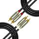 2 Meter RCA Cable Pair - Van Damme Pro Grade Classic XKE Instrument (Jet Black), Audio Interconnect Cable with Amphenol ACPR Die-Cast, Gold Plated RCA Connectors