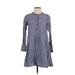 Tahari Casual Dress - Shirtdress: Blue Dresses - Women's Size X-Small