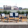 Beachcrest Home™ Delosreyes 4 Piece Sofa Seating Group w/ Cushions Wood/Natural Hardwoods in Brown/White | Outdoor Furniture | Wayfair