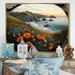 Rosecliff Heights Orange Flowers by the Coast III - Print on Canvas Metal in Blue/Green/Orange | 24 H x 32 W x 1 D in | Wayfair