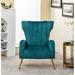 Armchair - Everly Quinn Maikki 27.56 inches Wide Tufted Armchair Velvet/Fabric in Green/Blue | 38.58 H x 27.56 W x 31.5 D in | Wayfair