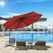 Arlmont & Co. Brecklin Patio 10ft Off-set Hanging Umbrella in Red | 98.4 H x 118.08 W x 118.08 D in | Wayfair 6BFFEF505B2A435BB60644A954A8BB90