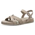 Sandale TAMARIS Gr. 39, beige (beige, kombiniert) Damen Schuhe Keilsandaletten Sommerschuh, Sandalette, Keilabsatz, mit Klettverschluss