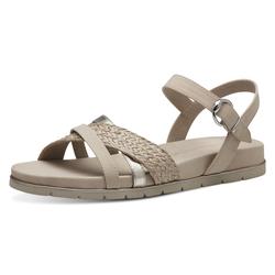 Sandale TAMARIS Gr. 39, beige (beige, kombiniert) Damen Schuhe Keilsandaletten Sommerschuh, Sandalette, Keilabsatz, mit Klettverschluss