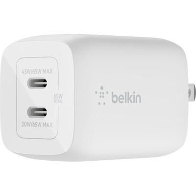 Belkin BoostCharge Pro 65W White Dual USB-C GaN Wall Charger