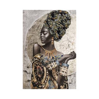 La Casa »African Lady mit goldenem Schmuck« Ölbild handbemalt 100x150 cm auf Leinwand