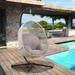 Large Hanging Egg Chair with Stand & Soft Cushion Hanging Chair with C-Stand for Outdoor Indoor Space